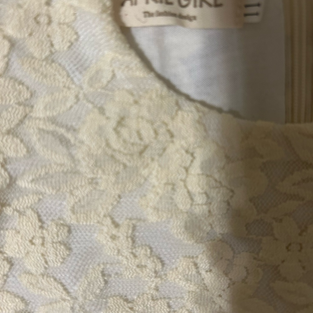 Rare Editions Cream Sheath Dress with Scoop Neck and 3/4 Sleeves - Picture 3 of 4